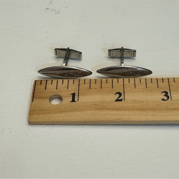 Vintage Silver Tone Cuff Links Marked Pat. Pend. - Picture 6 of 7